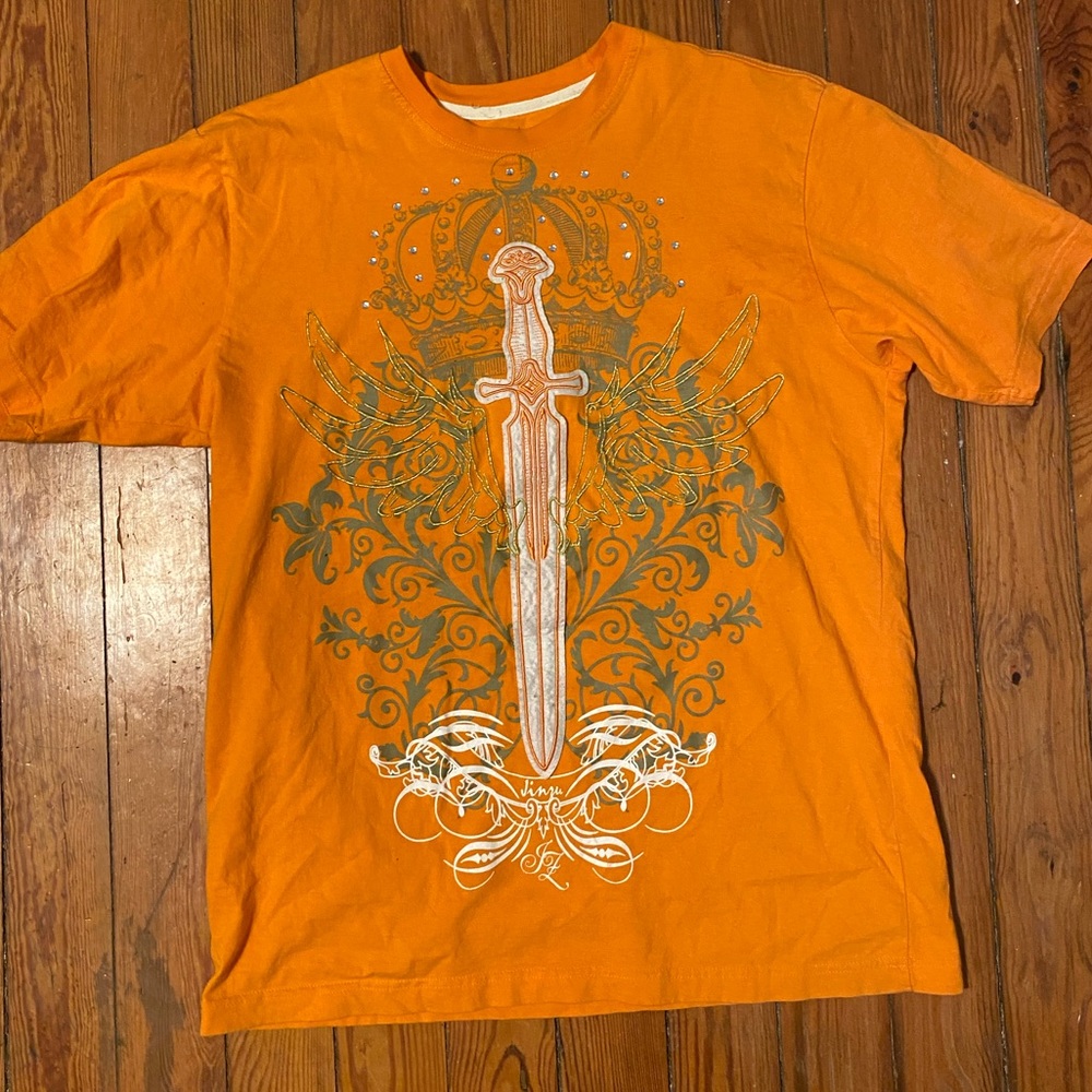 Orange Y2K shirt sword with wings